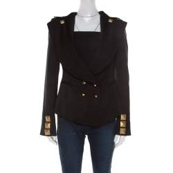 Givenchy Black Studded Wool Oversized Lapel Detail Jacket M 