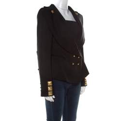 Givenchy Black Studded Wool Oversized Lapel Detail Jacket M 