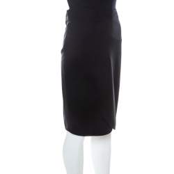 Pre Owned Givenchy Black Stretch Crepe Curve Detail Pencil Skirt M