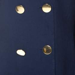 Givenchy Dark Blue Linen Padded Shoulder Double Breasted Jacket L 
