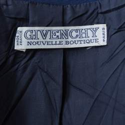 Givenchy Dark Blue Linen Padded Shoulder Double Breasted Jacket L 
