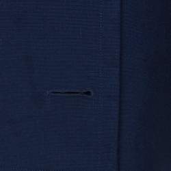 Givenchy Dark Blue Linen Padded Shoulder Double Breasted Jacket L 