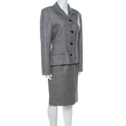 Givenchy Monochrome Prince of Whales Checked Wool Skirt Suit L