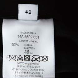 Givenchy Black Lambskin Zip Front Short Sleeve Top L