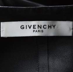 Givenchy Black Lambskin Zip Front Short Sleeve Top L