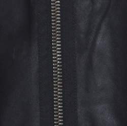Givenchy Black Lambskin Zip Front Short Sleeve Top L