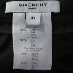 Givenchy Black Wool Contrast Bow Detail Pleated Skirt S