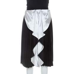 Givenchy Black Wool Contrast Bow Detail Pleated Skirt S