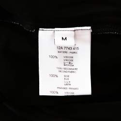 Pre Owned Givenchy Monochrome Crepe Fringed Shawl Detail Top M