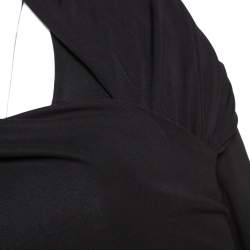 Pre Owned Givenchy Monochrome Crepe Fringed Shawl Detail Top M
