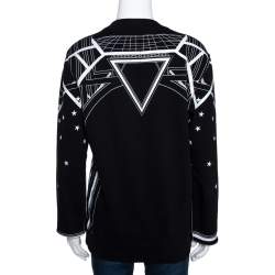 Givenchy Monochrome Knit Geometric Stars Print Sweatshirt L 