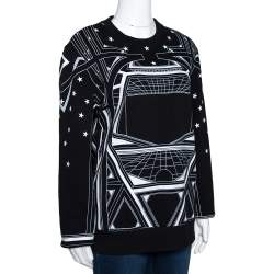 Givenchy Monochrome Knit Geometric Stars Print Sweatshirt L 