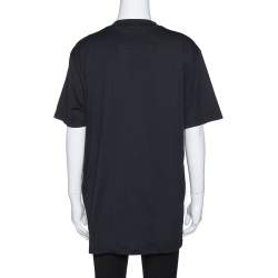 Givenchy Black Cotton Patchwork Portrait Print Crew Neck T Shirt S
