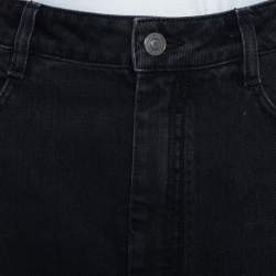 Pre Owned Givenchy Black Denim Distressed Hem Fitted Skirt L