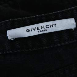 Pre Owned Givenchy Black Denim Distressed Hem Fitted Skirt L