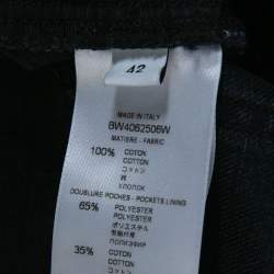Pre Owned Givenchy Black Denim Distressed Hem Fitted Skirt L