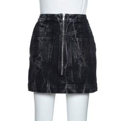 Pre Owned Givenchy Black Acid Washed Denim Mini Skirt M