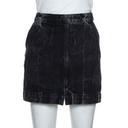 Pre Owned Givenchy Black Acid Washed Denim Mini Skirt M