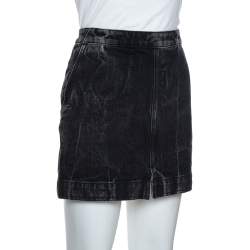 Pre Owned Givenchy Black Acid Washed Denim Mini Skirt M