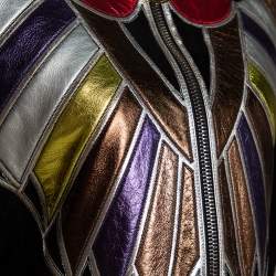 Givenchy Metallic Suede & Leather Patch Detail Cropped Jacket L