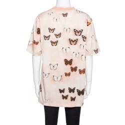 Pre Owned تي شيرت جيفنشي رقبة مستديرة قطن مطبوع فراشات برتقالي زهري مقاس وسط (ميديوم)