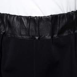 Pre Owned Givenchy Black Leather & Jersey Elasticized Waist Shorts M