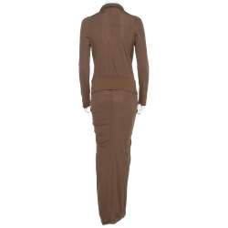 Pre Owned Givenchy Brown Silk Jersey Draped Harness Maxi Dress M