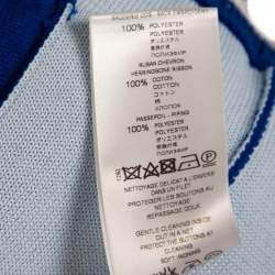 Pre Owned Givenchy Blue Wool Knit Logo Embroidered Bomber Jacket XS