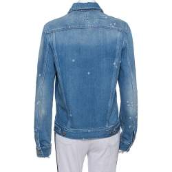 Pre Owned Givenchy Blue Denim Distressed Button Front Jacket M