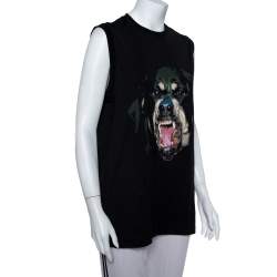 مملوكة مسبقًا Givenchy Black Rottweiler Print Sleeveless T-Shirt XS