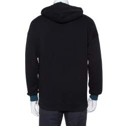 Pre Owned سويت شيرت جيفنشي غطاء رأس مزين شعار الماركة مطرز متباين الللون قطن أسود مقاس صغير (سمول)