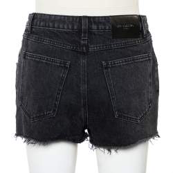 Pre Owned Givenchy Dark Grey Denim Washed Out Effect Raw Edge Detail Shorts M