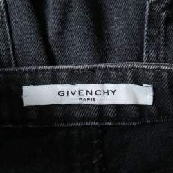 Pre Owned Givenchy Dark Grey Denim Washed Out Effect Raw Edge Detail Shorts M