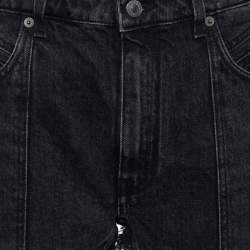 Pre Owned Givenchy Dark Grey Denim Washed Out Effect Raw Edge Detail Shorts M