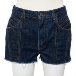 Givenchy Navy Blue Denim Raw Edge Detail Classic Shorts M