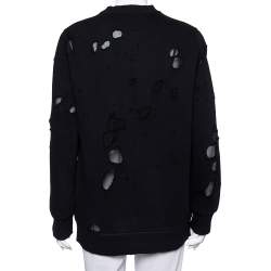 Pre Owned Givenchy Black Cotton Logo Printed Distressed Sweatshirt S