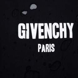 Pre Owned Givenchy Black Cotton Logo Printed Distressed Sweatshirt S
