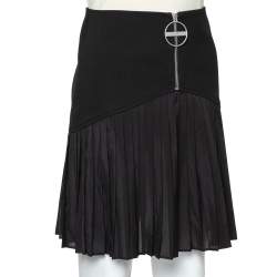 Pre Owned Givenchy Black Wool Pleated Detail Mini Skirt M