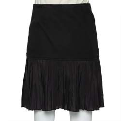 Pre Owned Givenchy Black Wool Pleated Detail Mini Skirt M