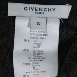 Givenchy Black Lace Favelas Applique Detail Short Sleeve Sheer Top S