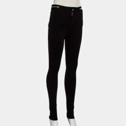 Givenchy Black Knit Side Strip Detail Leggings M For Sale at