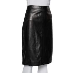Pre Owned Givenchy Dark Brown Leather Pencil Skirt L