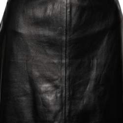 Pre Owned Givenchy Dark Brown Leather Pencil Skirt L