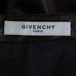 Pre Owned Givenchy Dark Brown Leather Pencil Skirt L