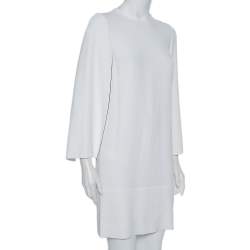 Pre Owned Givenchy White Crepe Cape Sleeve Detail Mini Dress M