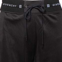 Pre Owned Givenchy Black Knit Contrast Velvet Band Detail Track Pants S