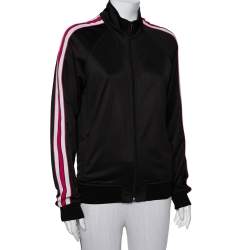 Pre Owned Givenchy Black/Pink Cotton Ticker Sleeve Zip Up Track Jacket M