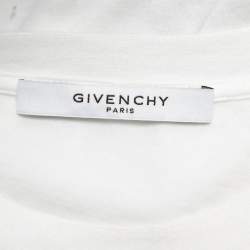 Pre Owned تي شيرت جيفن شي قطن طبعة شعار الماركة أبيض نمط ممزق مقاس صغير جدًا - إكس لارج 