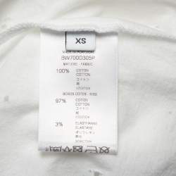 Pre Owned تي شيرت جيفنشي قطن طبعة شعار الماركة أبيض نمط ممزق مقاس صغير جدًا - إكس لارج 