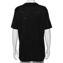 مملوكة مسبقًا تي شيرت جيفنشي قطن طبعة شعار الماركة أسود نمط ممزق مقاس صغير - سمول